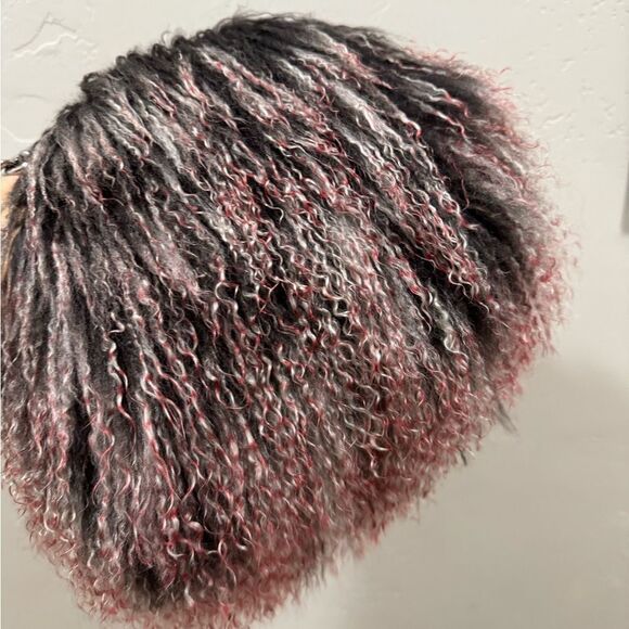 Handmade Gradient Color Real Mongolian Lamb Fur Kisslock Shoulder Bag/Crossbody - Picture 12 of 14